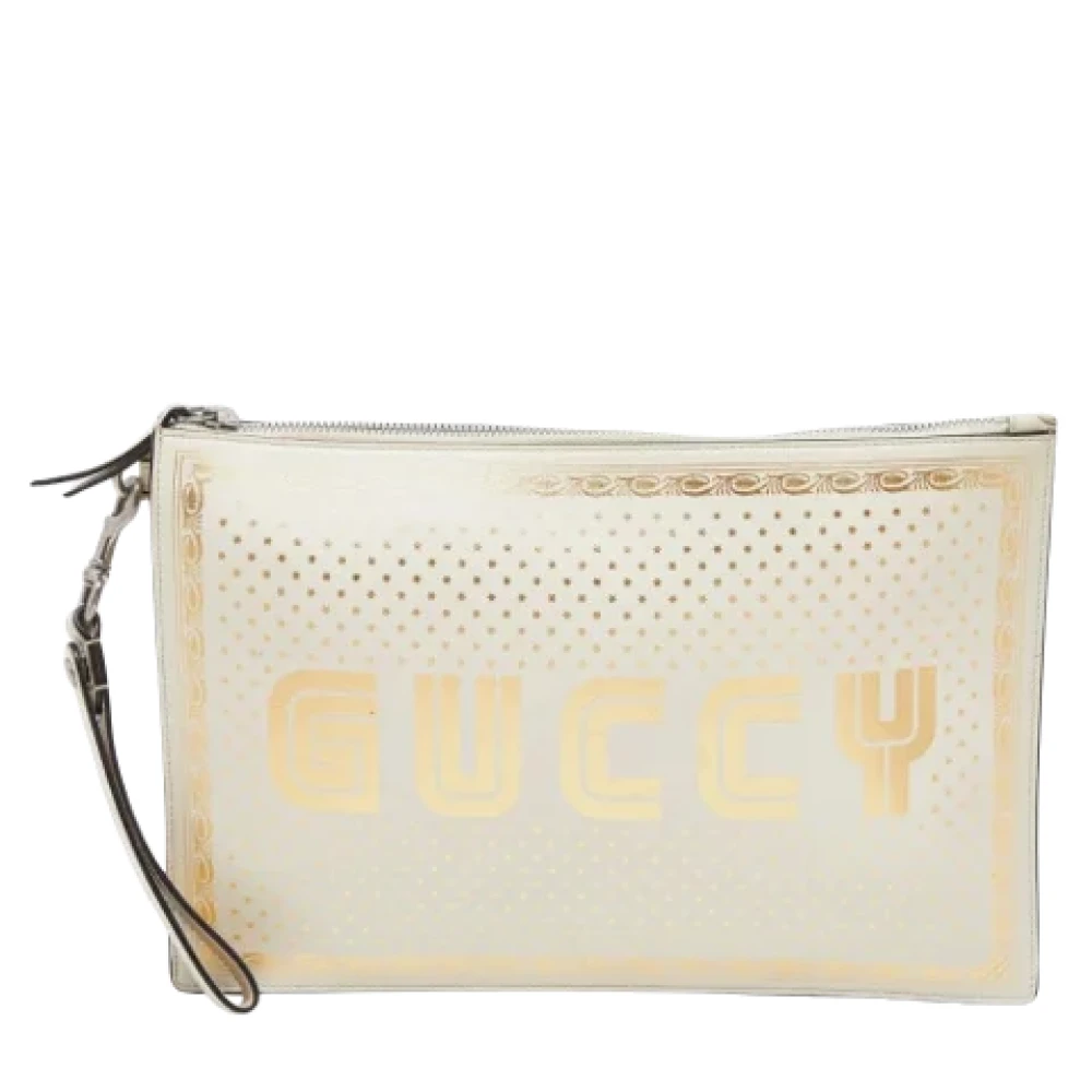 Gucci Vintage Pre-owned Leather clutches White Dames