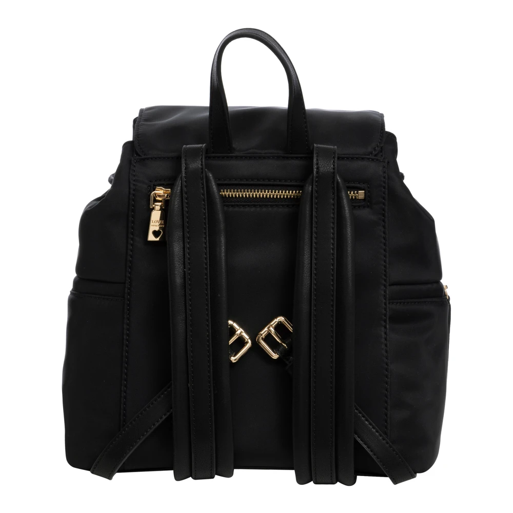 Love Moschino Stijlvolle Trekkoord Rugzak met Logo Black Dames