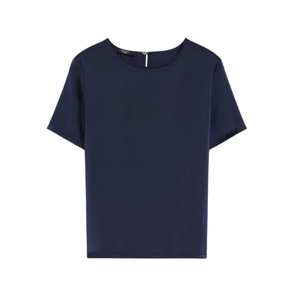 Max Mara Weekend Satijnen en jersey blouse Blue Dames