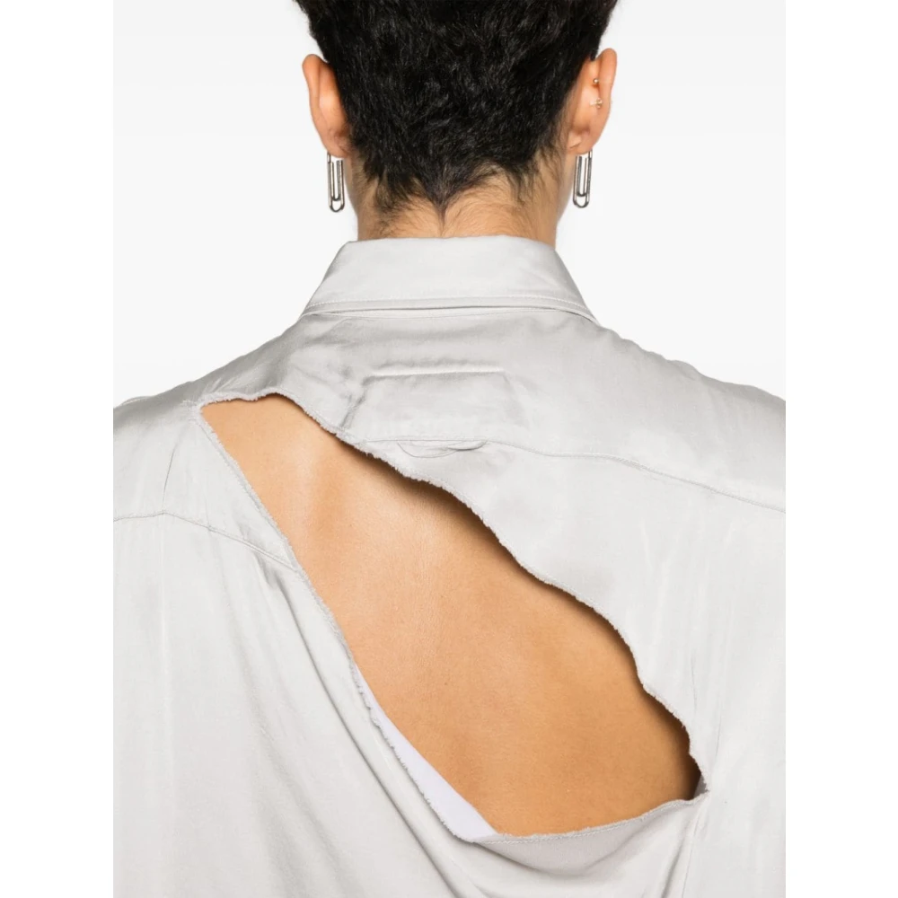 MM6 Maison Margiela Asymmetrische Mouwloze Voering Look Shirt Gray Dames