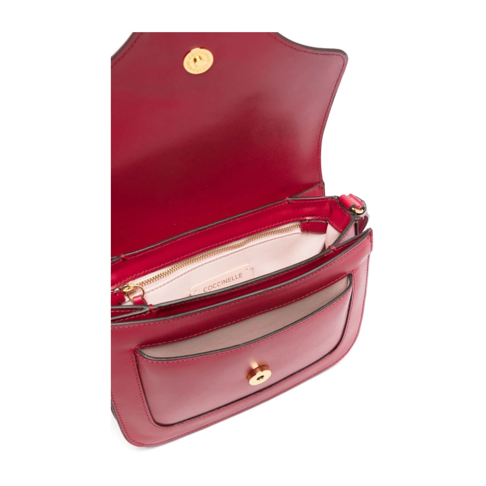 Coccinelle Rode Leren Crossbody Tas met Logo Red Dames