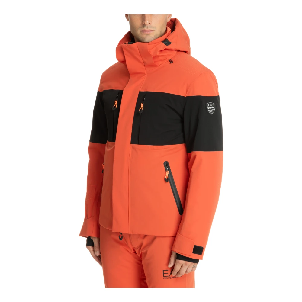 Emporio Armani EA7 Multikleur Ski Jas met Capuchon Orange Heren