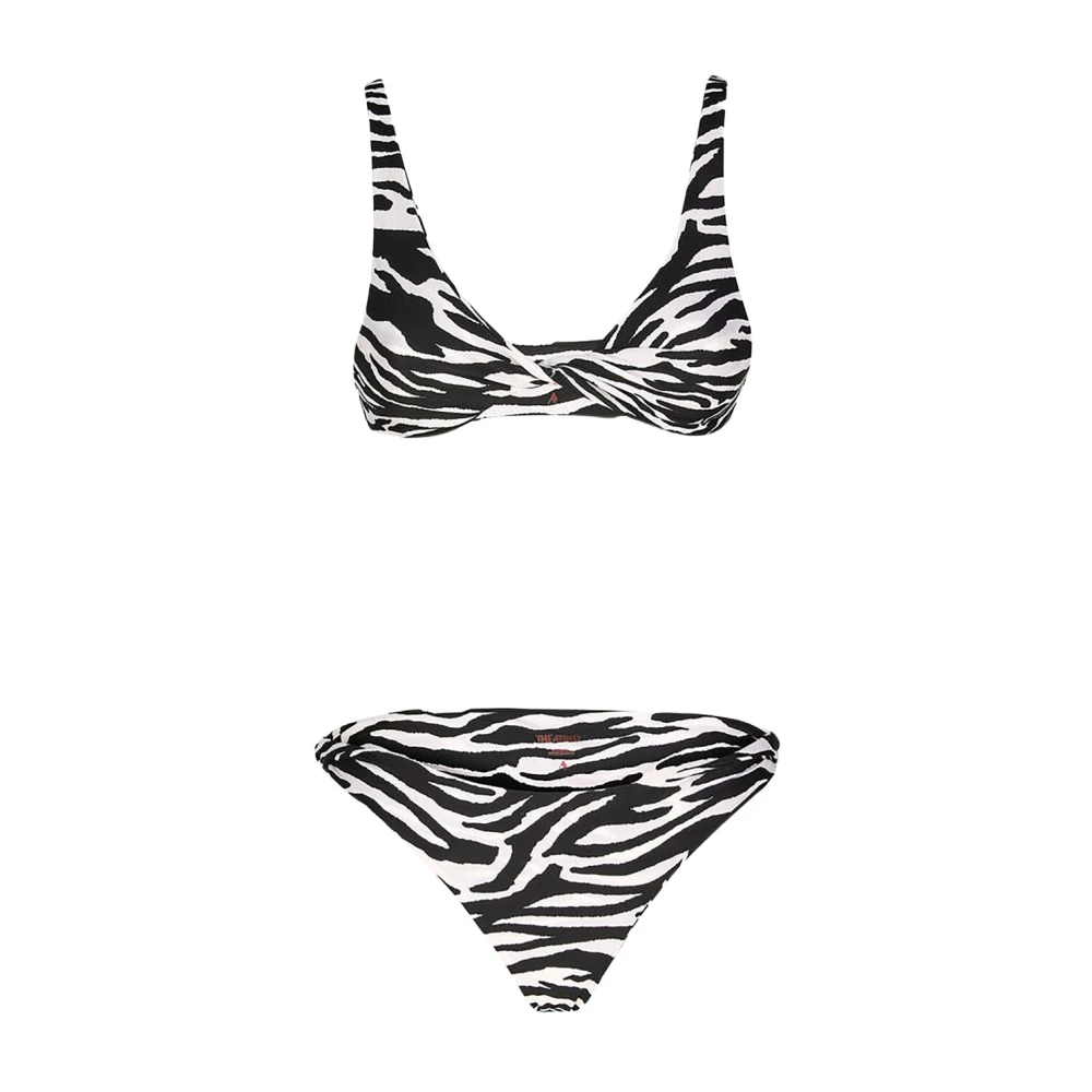 The Attico Zebra Print Lycra Bikini Black Dames
