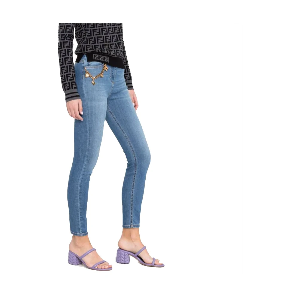 Elisabetta Franchi Skinny Jeans met Safari Hanger Blue Dames