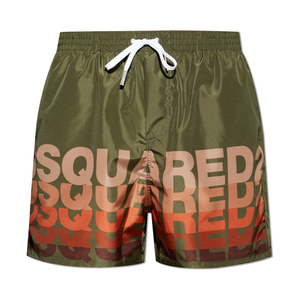Dsquared2 Mannelijk Groente Badmode Heren, Groen, L, Polyester, Logo Zwemshorts