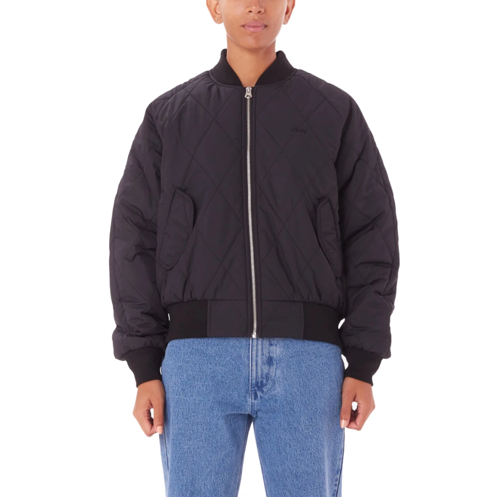 Obey Zwarte Bomberjack Trendy Iconische Stijl Black Heren