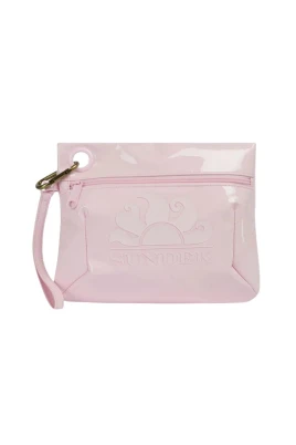 Axelremsväska Clutch i Glansigt Tyg med Logotyp