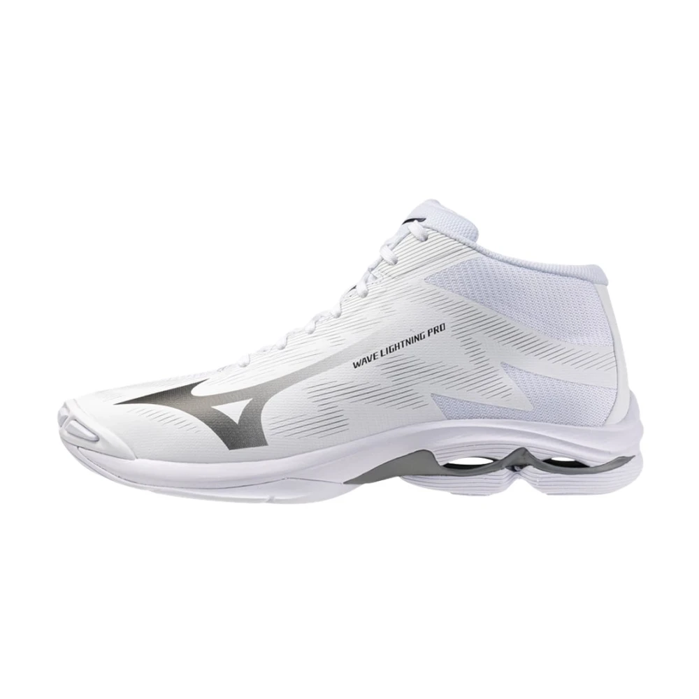 Mizuno Unisex Bianco/Grigio/Nero Scarpe Da Palestra, Wave Lightning Pro Mid (43), - Immagine 3