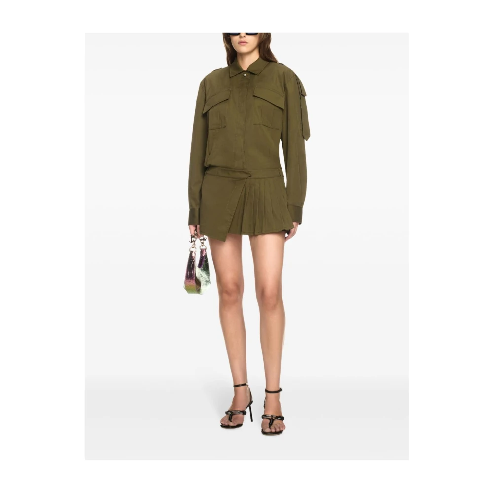 Off White Groene Katoenen Jurk met Zakken Green Dames