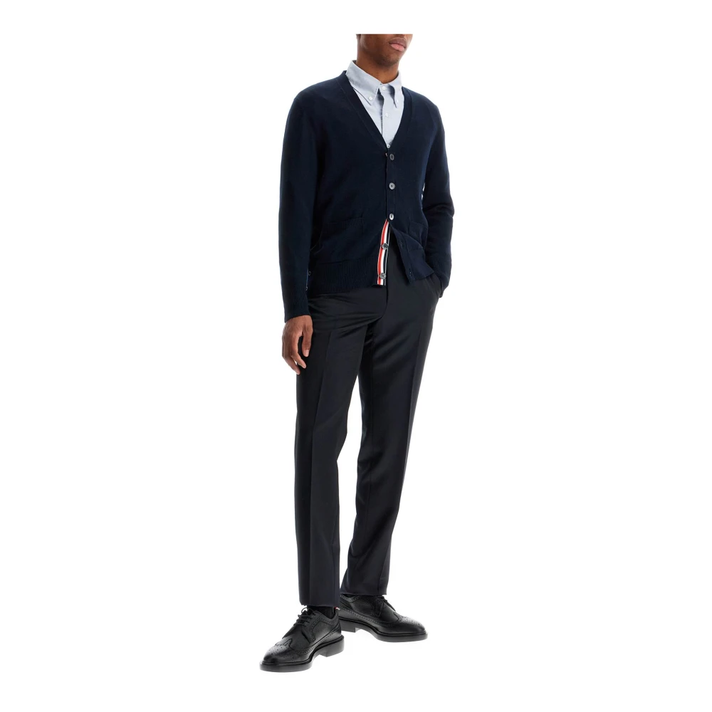 Thom Browne 4-Bar Katoenen Vest met Tricolor Detail Blue Heren