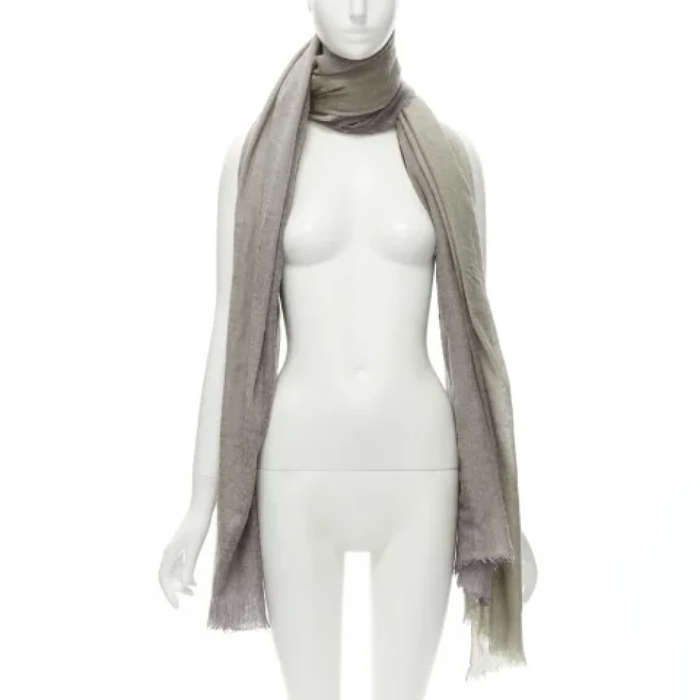 Hermès Vintage Pre-owned Cashmere scarves Gray Dames
