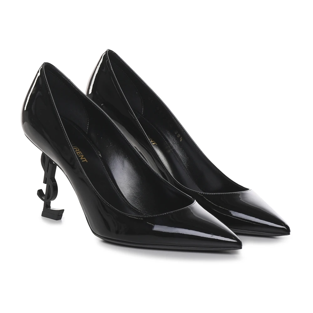 Saint Laurent Zwarte Patentleren Hakken Black Dames