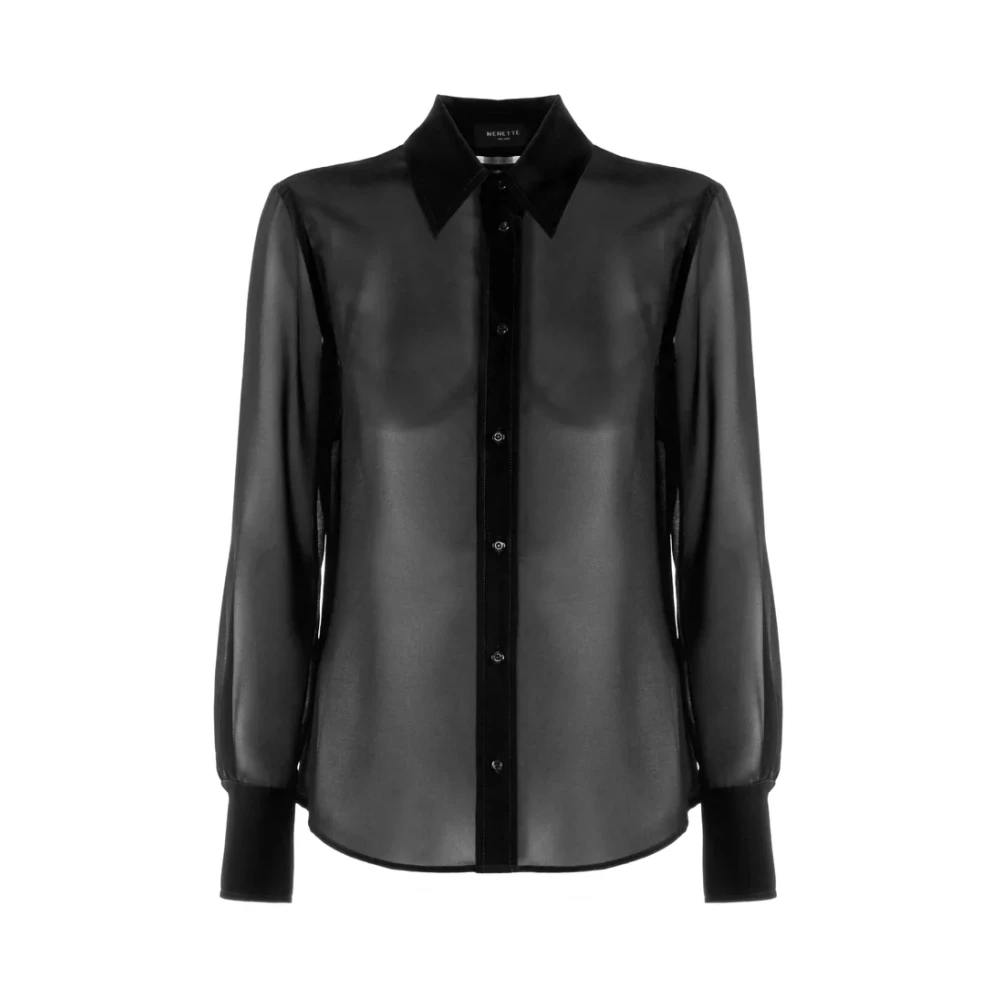 Nenette Zwarte Doorschijnende Blouse Black Dames