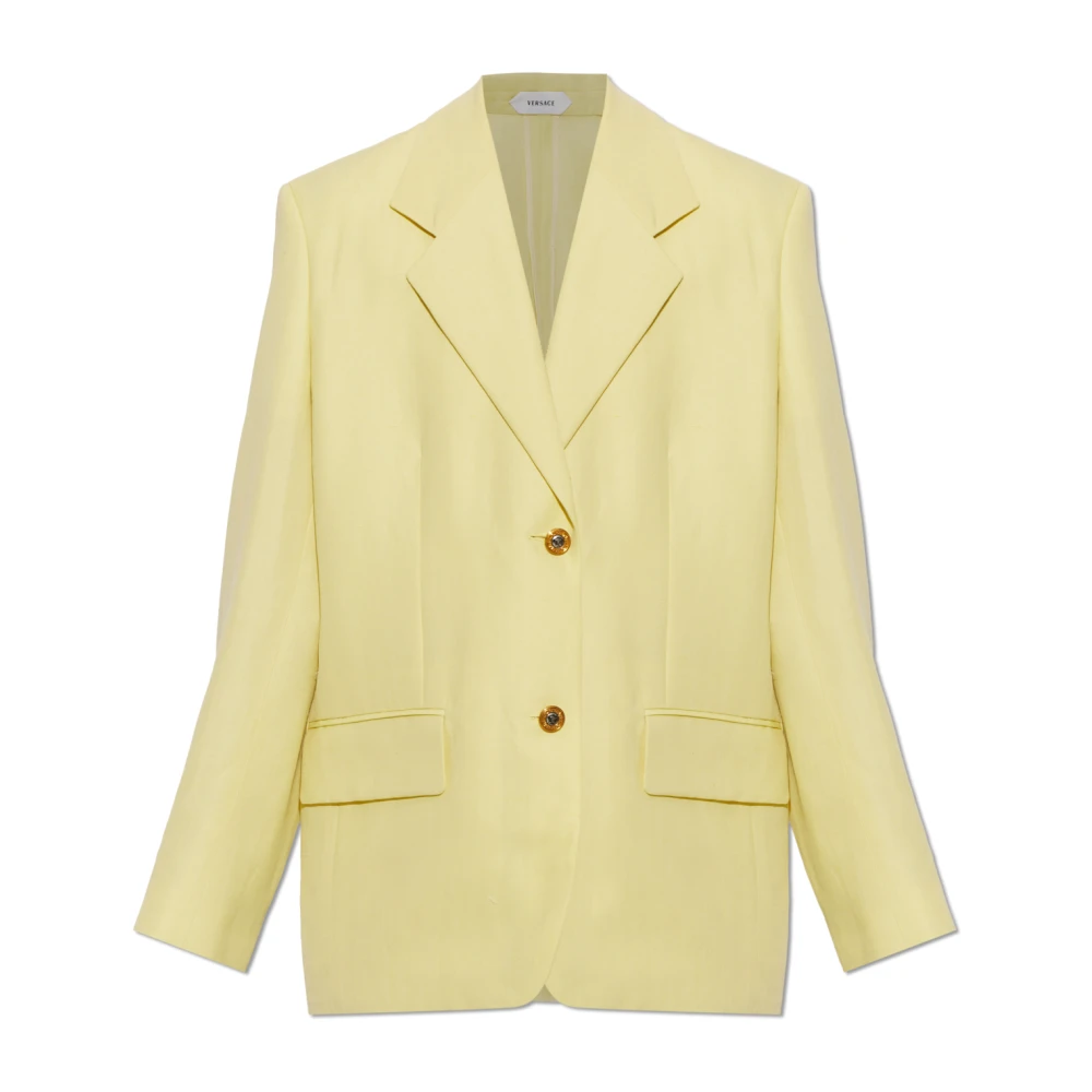 Versace Vrouw Geel Jassen Dames, Xs, Wol, Wol-Linnen Blazer