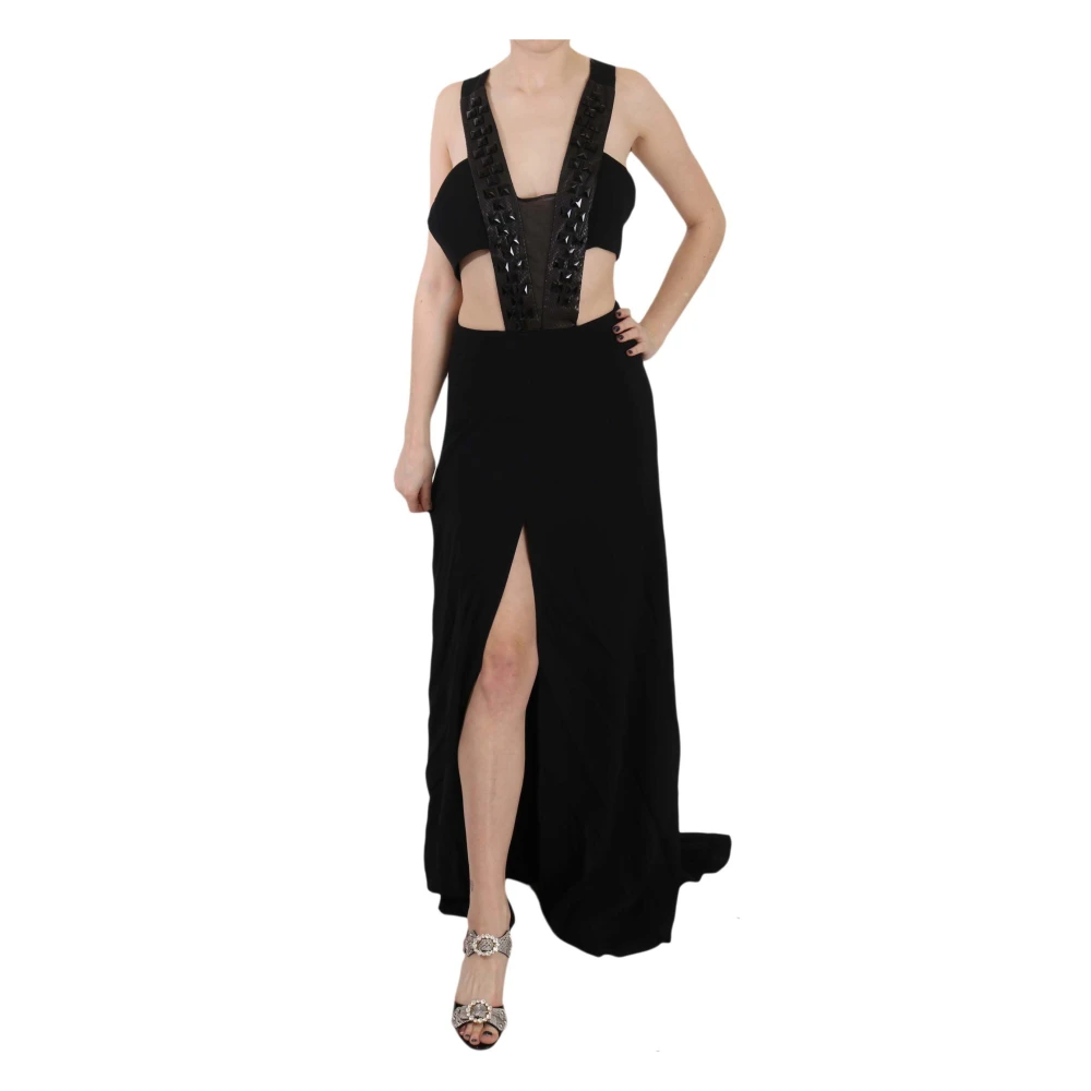 John Richmond Women's Black Gowns, Xs, Elegant Flare Maxi Evening Dress