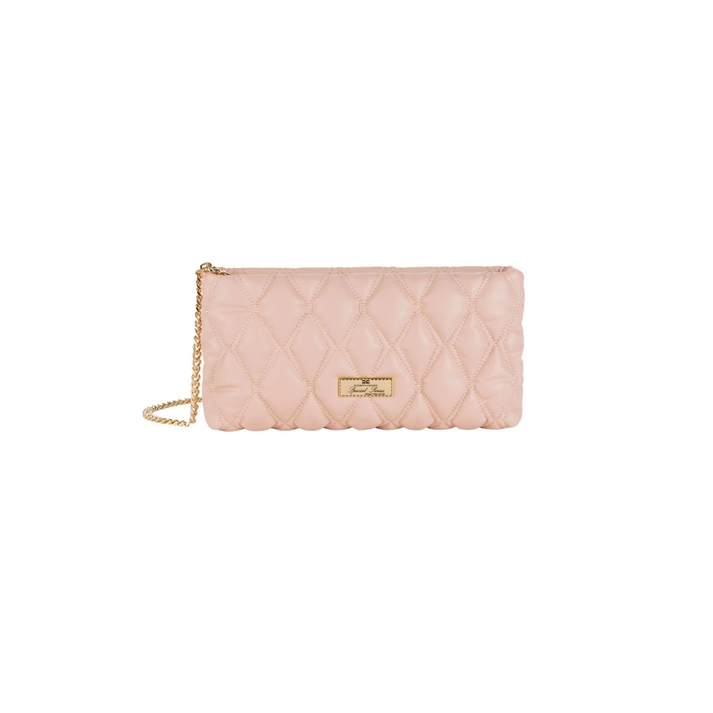 Elisabetta Franchi Gewatteerde Clutch met Gouden Details Pink Dames