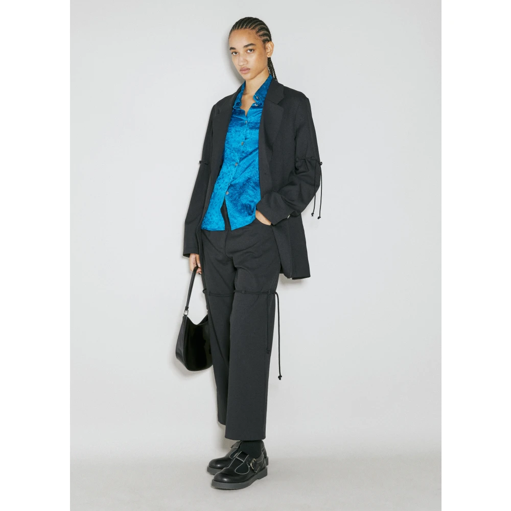 Song for the Mute Gekreukte Bloemen Geborduurde Overhemd Blue Dames