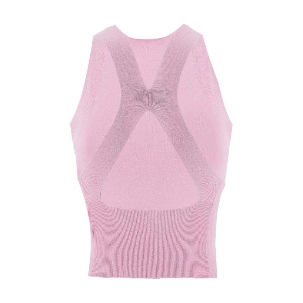 Ermanno Scervino Aansluitende Top met Geribbeld Motief Pink Dames