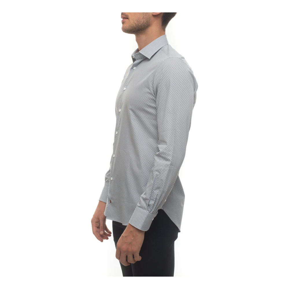 Càrrel Italiaanse Tegelprint Casual Overhemd Blue Heren
