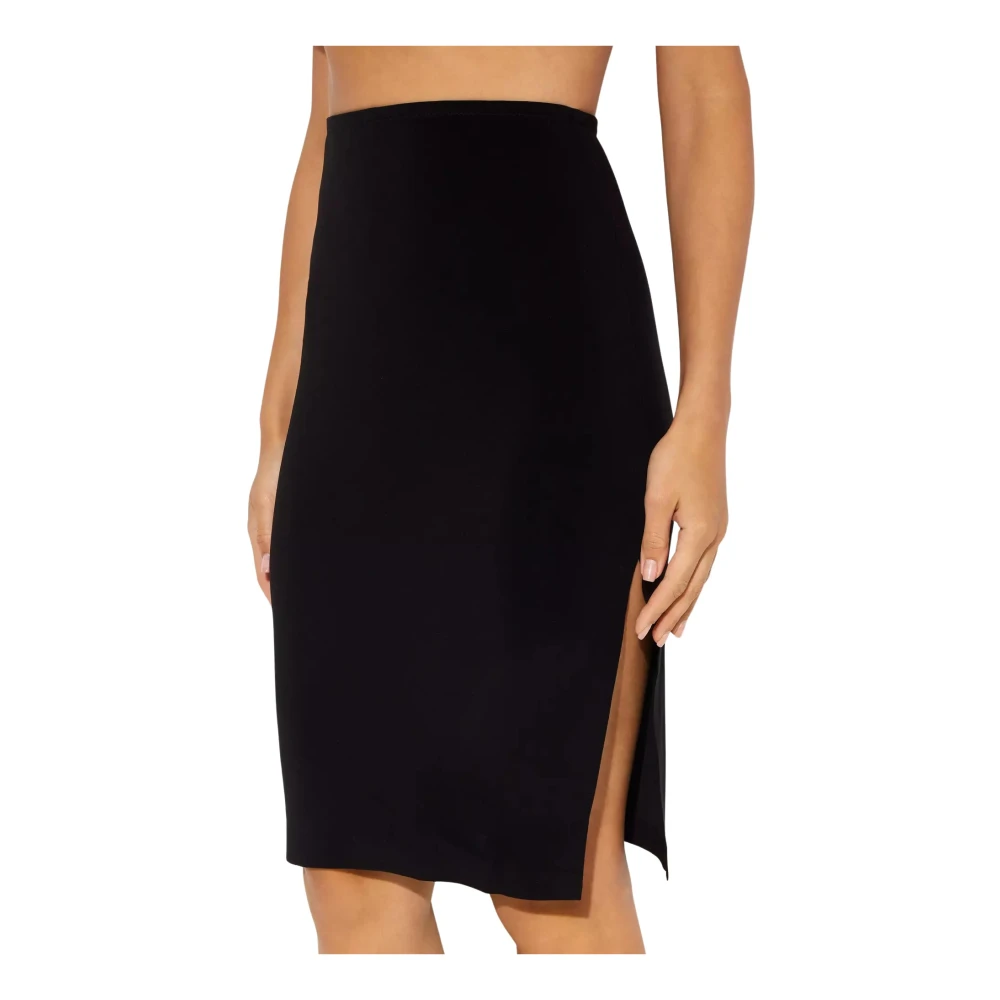 Norma Kamali Zwarte Split Midi Rok Black Dames
