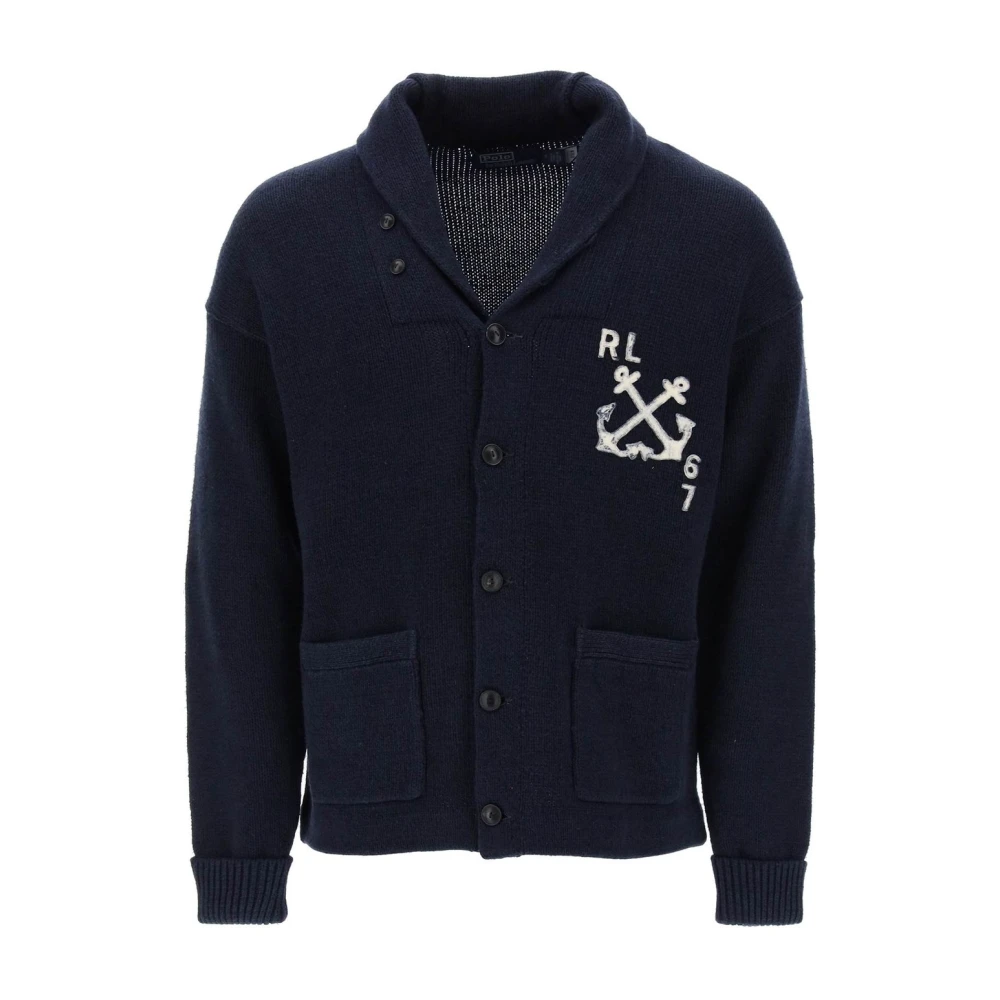 Ralph Lauren Nautische Logo-Geborduurde Cardigan Blue Heren