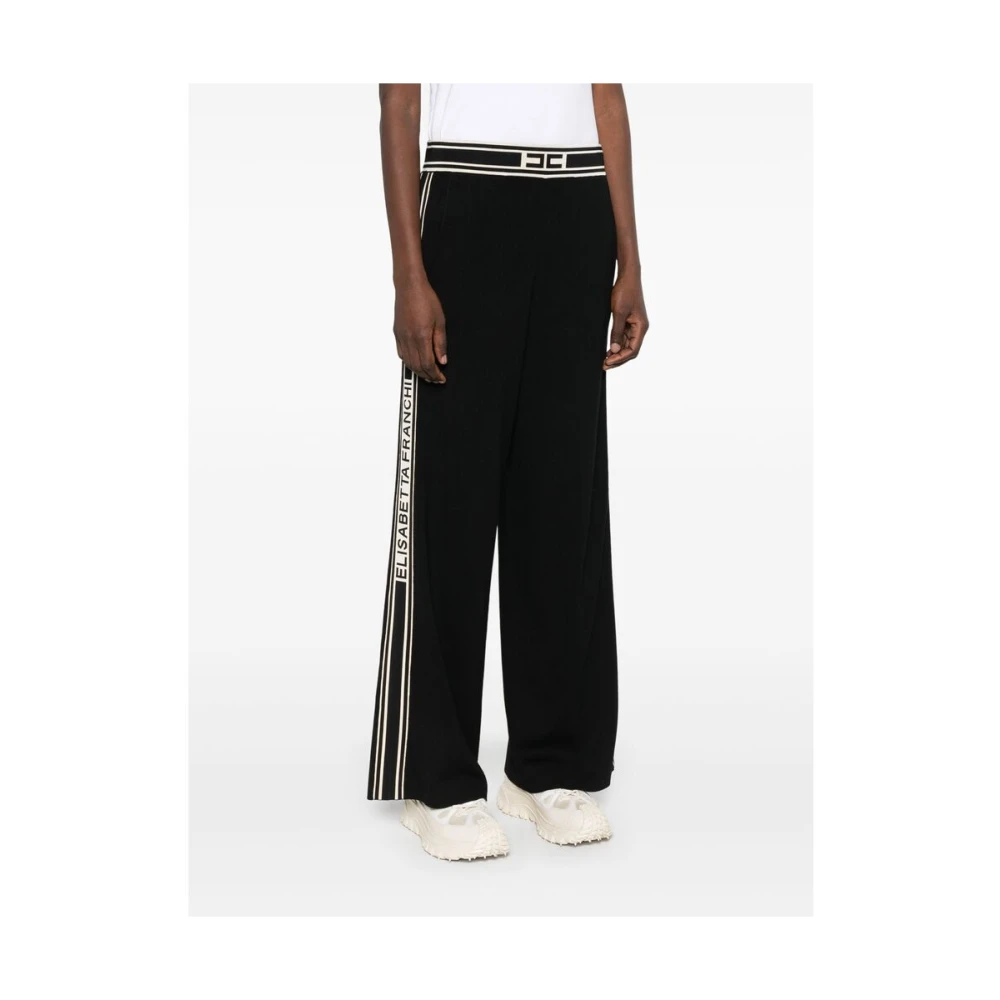 Elisabetta Franchi Zwarte elastische tailleband broek met zakken Black Dames