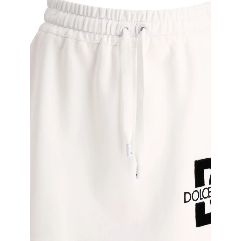 Dolce & Gabbana Jersey Minirok met DG Logo Patch White Dames
