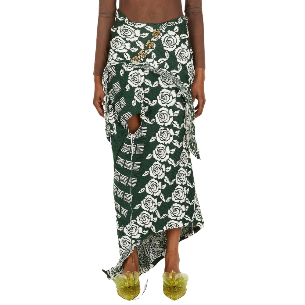 Louise Lyngh Bjerregaard Bloemen Gedrapeerd Gebreide Rok Multicolor Dames
