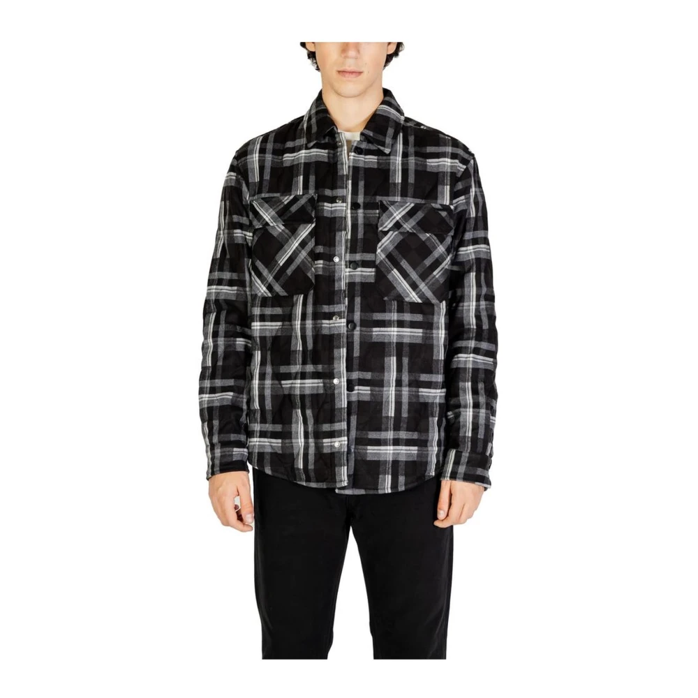 Gianni Lupo Geruite Overhemd Lange Mouw Zwart Black Heren