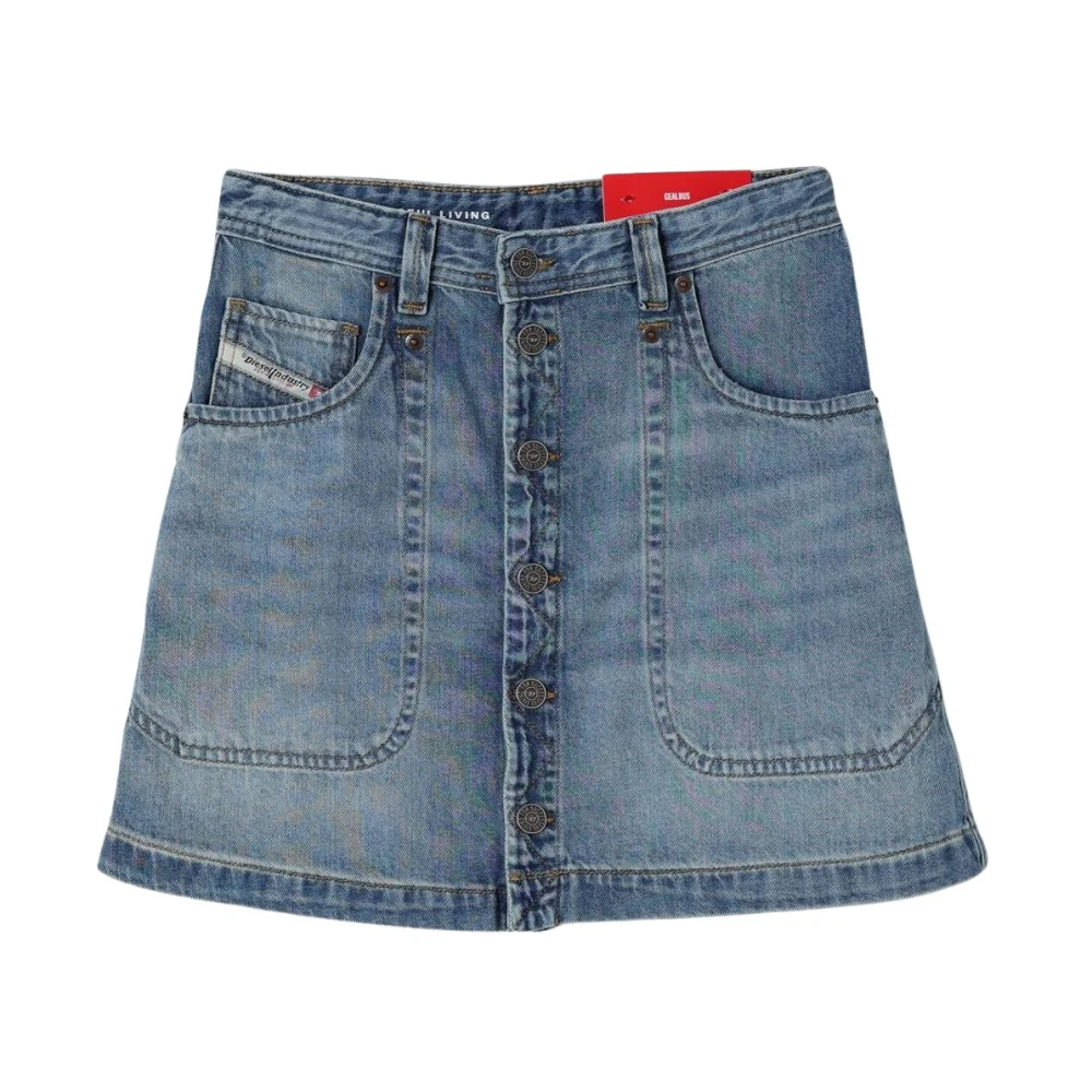 Diesel Girls Blue Denim Skirt With Front Button Closure - Kids Skirts - 14 Y - Kids
