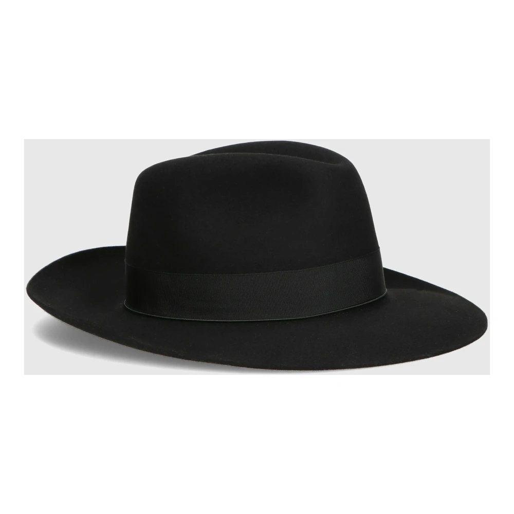Borsalino Vilt Breedgerande Hoed Black Heren