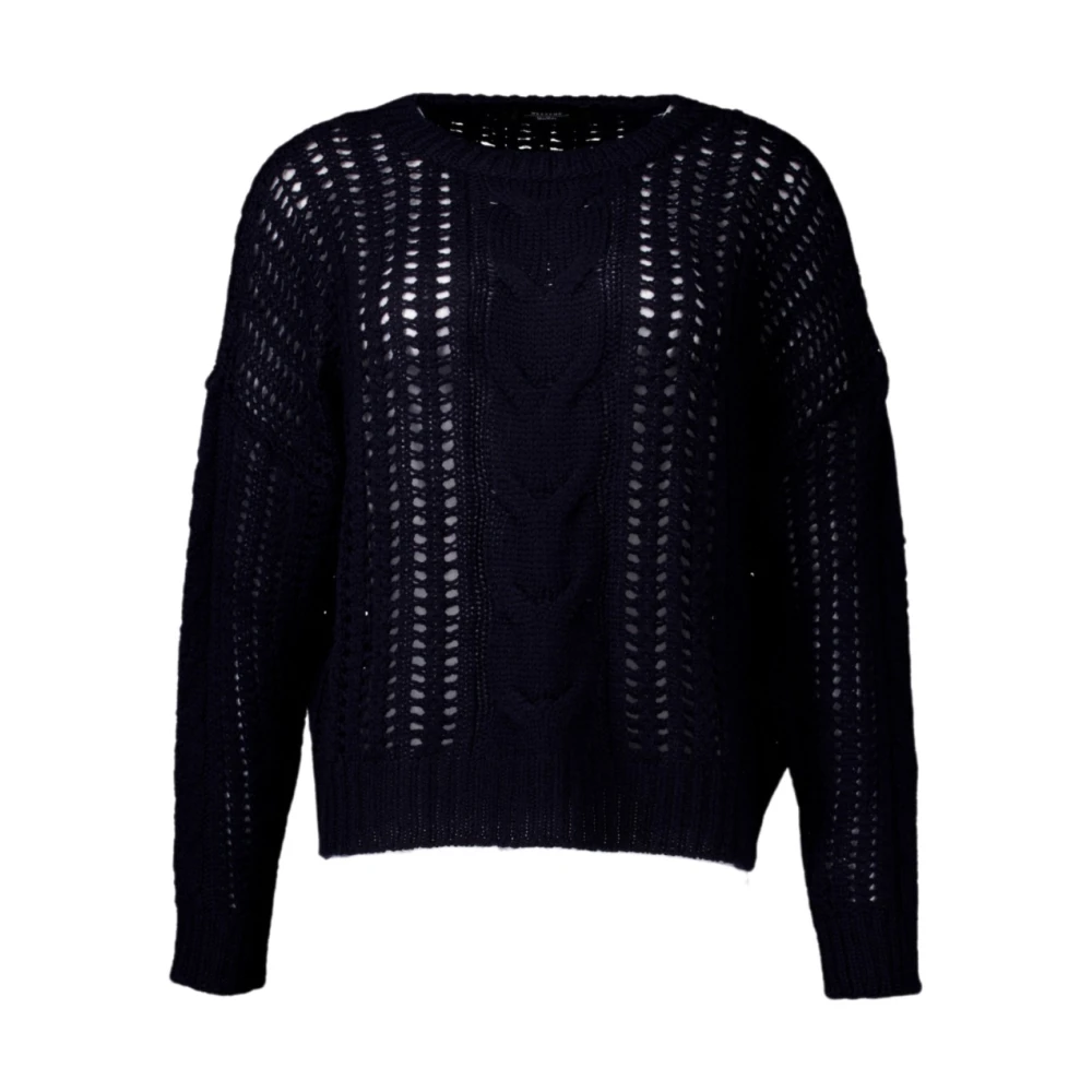 Max Mara Weekend Blauwe Wolgevlochten Trui Blue Dames