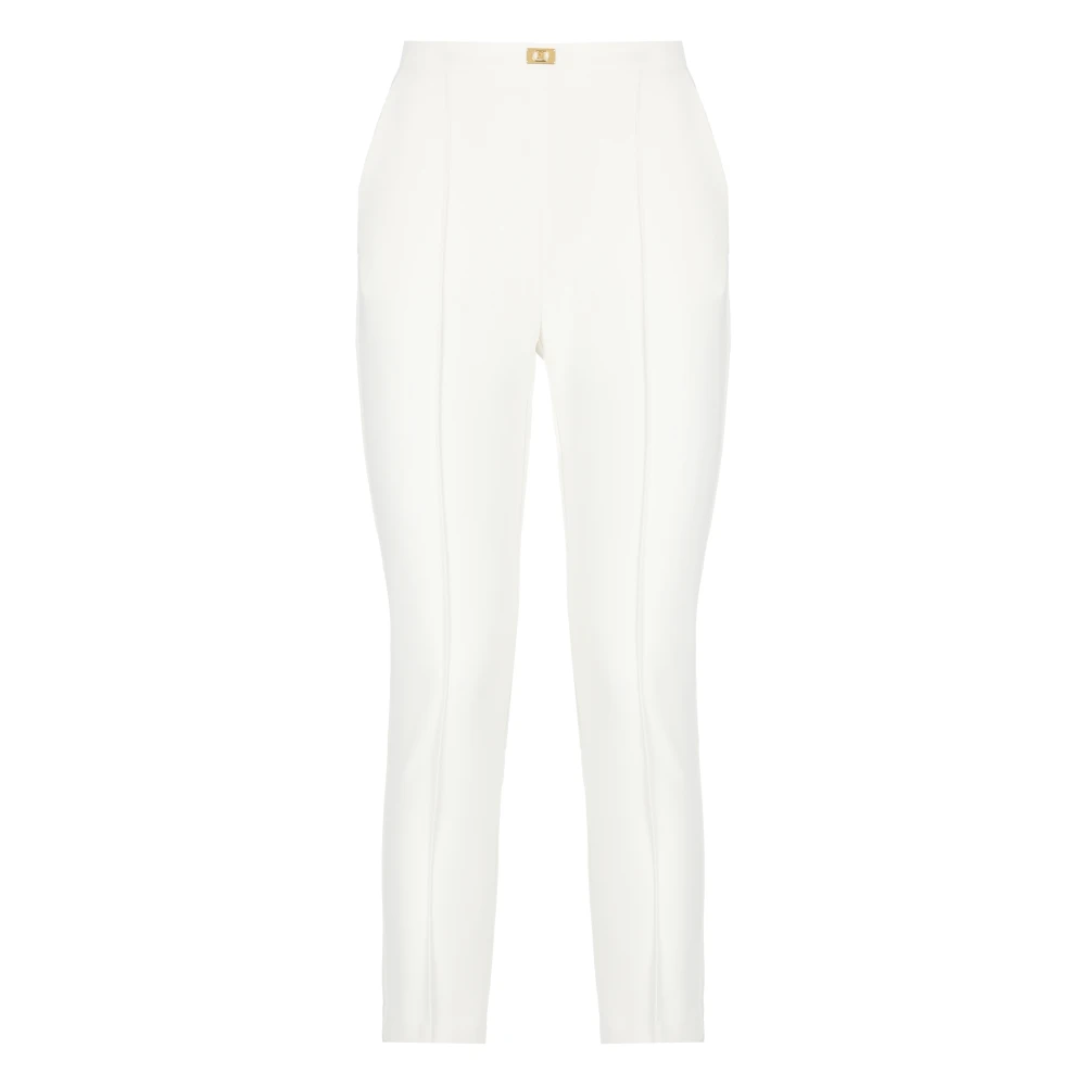 Elisabetta Franchi Ivoor Crêpe Broek met Voorzakken Beige Dames