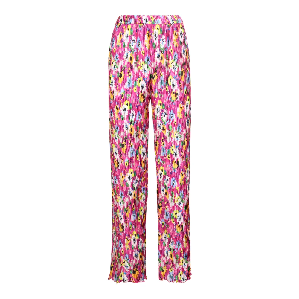 Msgm Women's Multicolor Straight Trousers, Xs, Colorful Floral Wide Leg Trousers