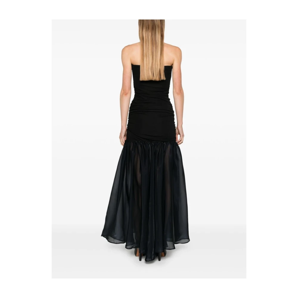 Staud Strapless Aansluitende Jurk met Doorschijnende Rok Black Dames