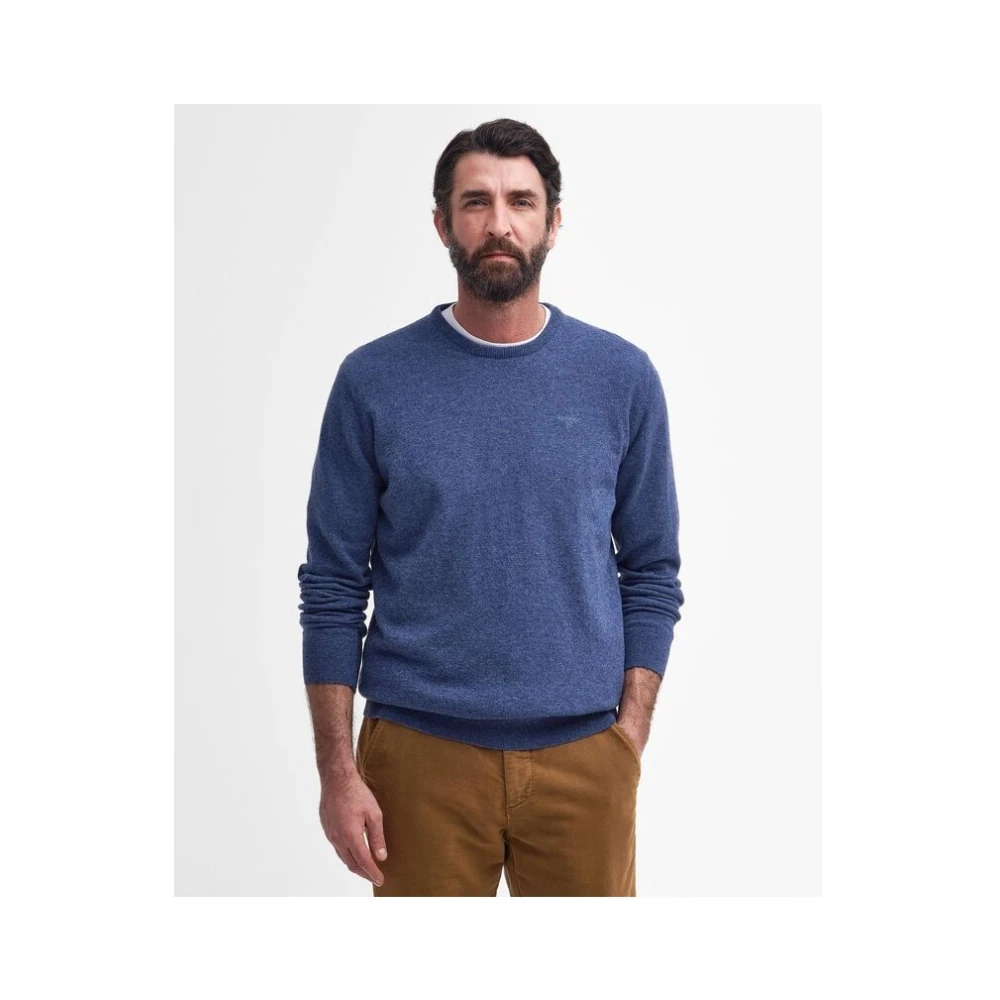 Barbour Zachte Lamswollen Trui met Ronde Hals Blue Heren