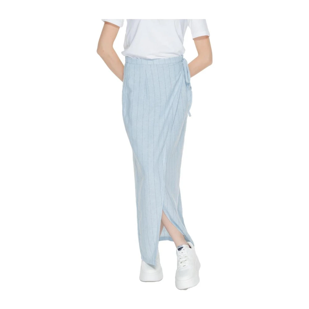 Vero Moda Lange Linnen Rok Blue Dames
