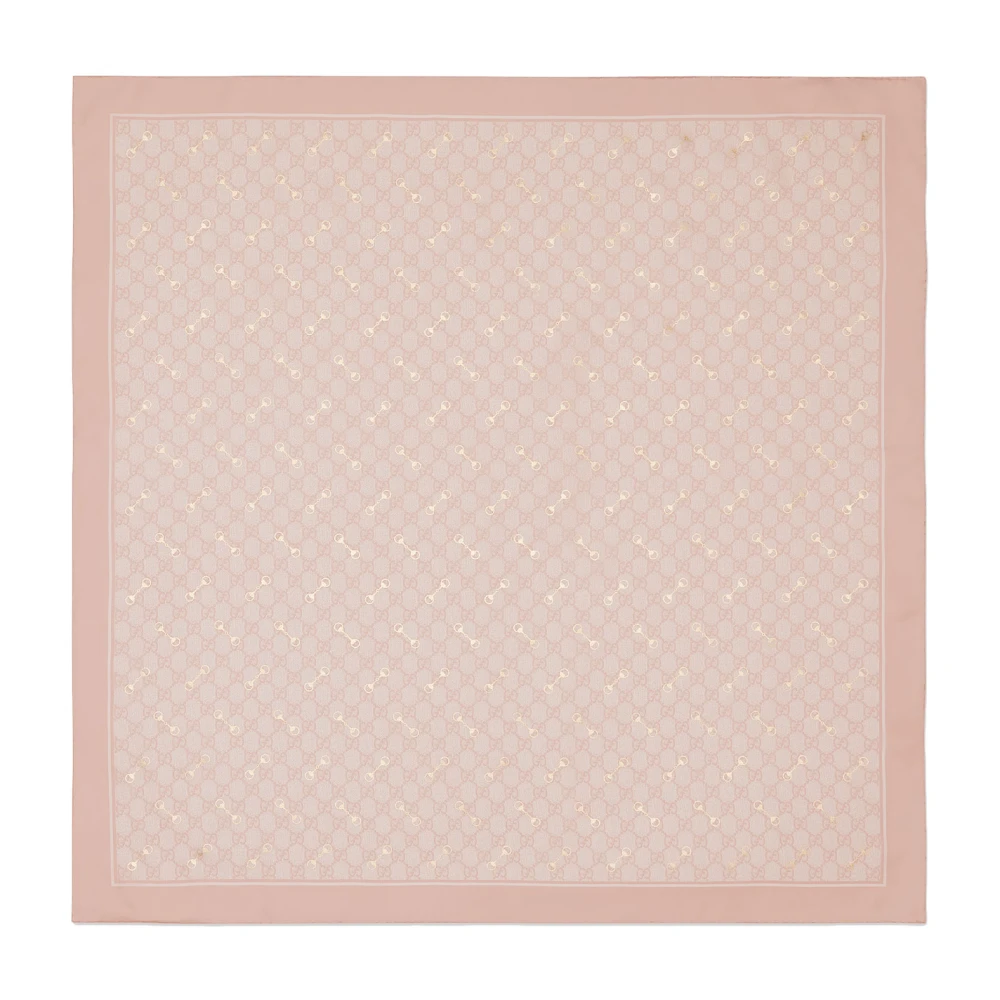 Gucci Roze Zijden Sjaal met Horsebit Print Pink Dames