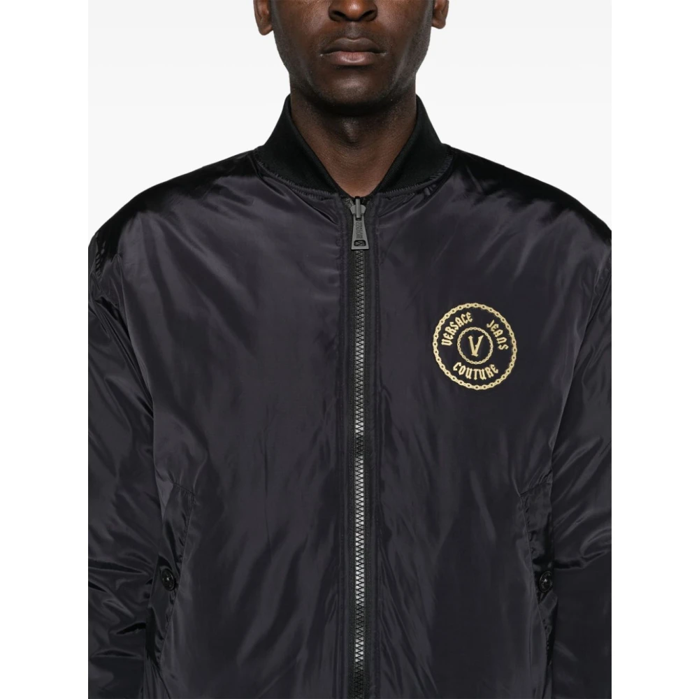 Versace Jeans Couture Zwarte Parka Jas Luxe Stijl Multicolor Heren