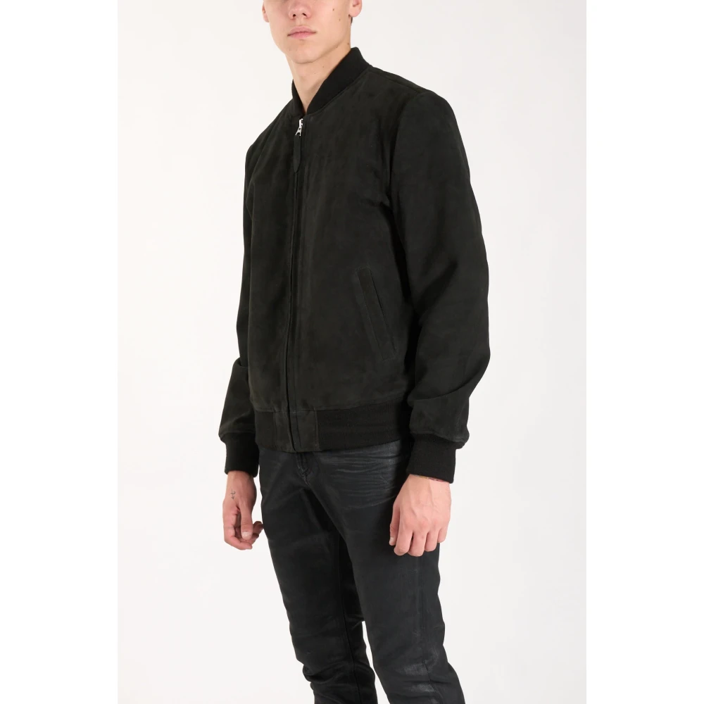 Schott NYC Suède Bomberjack met ritssluiting Black Heren