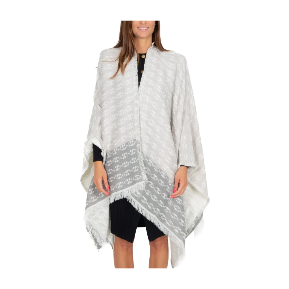 Elisabetta Franchi Omkeerbare wollen blend jacquard cape Gray Dames