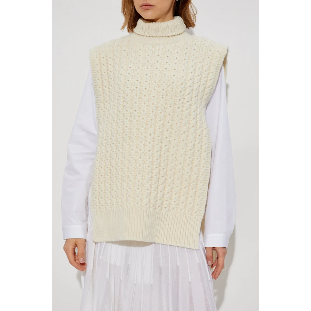 Alaïa Wollen poncho met coltrui Beige Dames
