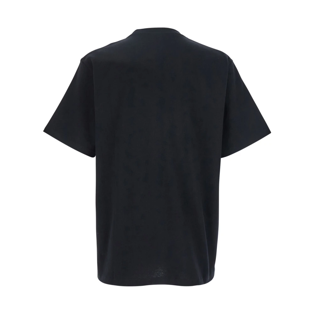 JW Anderson Zwart Logo Geborduurd Crewneck T-Shirt Black Heren