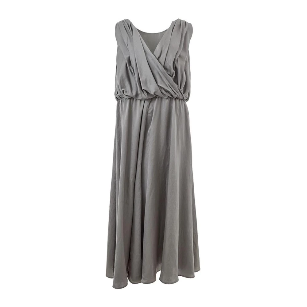 Lardini Zijden Jurk Tijdloze Elegantie Grijs Gray Dames