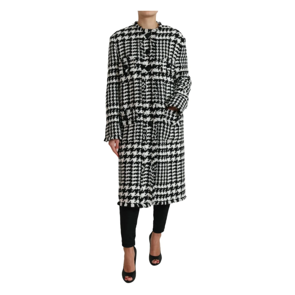 Dolce & Gabbana Women's Elegant Houndstooth Long Trench Coat