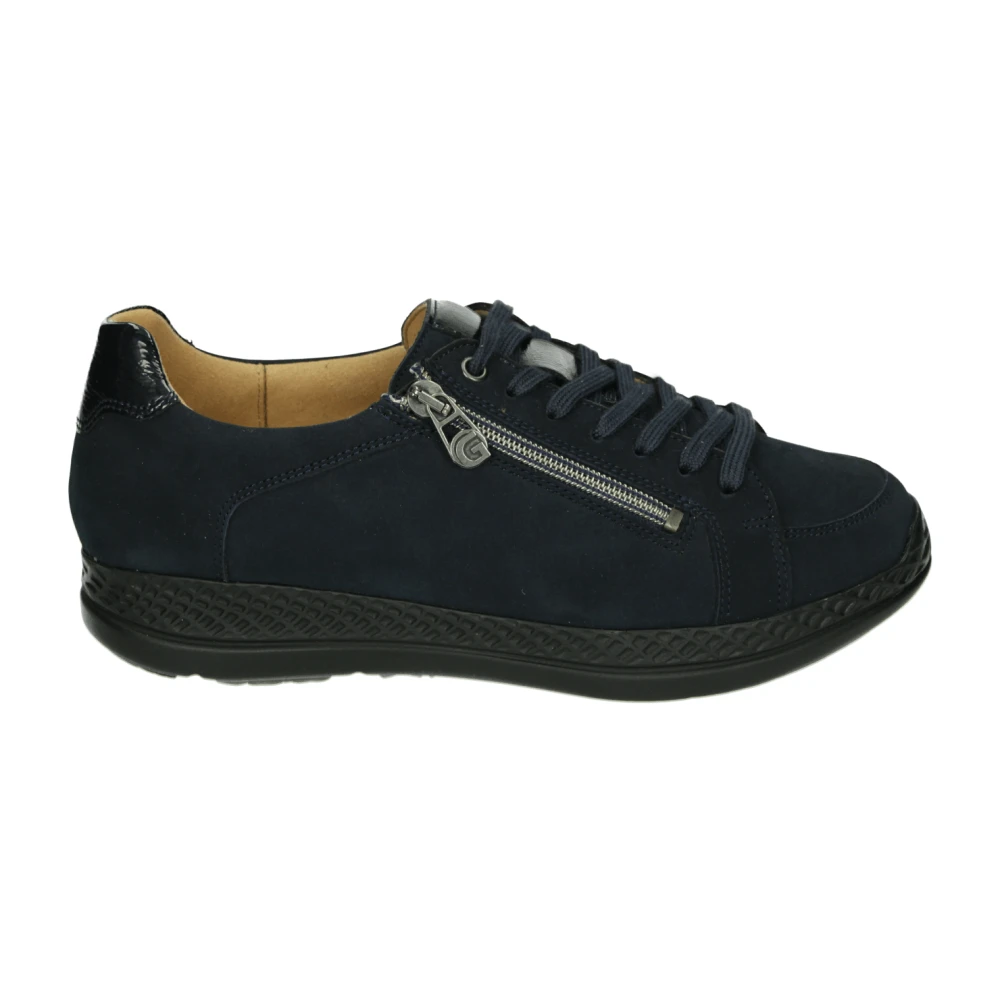 Ganter Blauwe Leren Sportieve Lage Schoenen Dames Schoenen