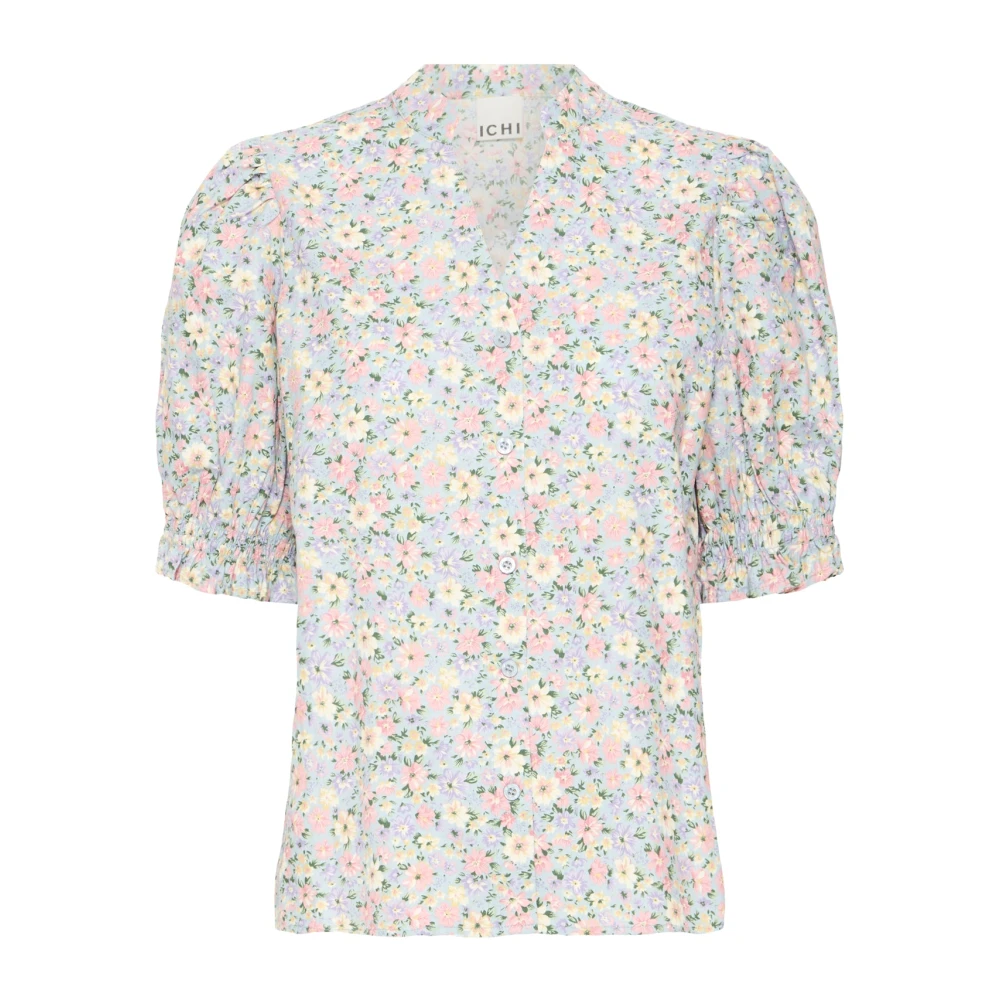 Ichi Multicolor Blommig V-Ringad Blus - Flowers Stil