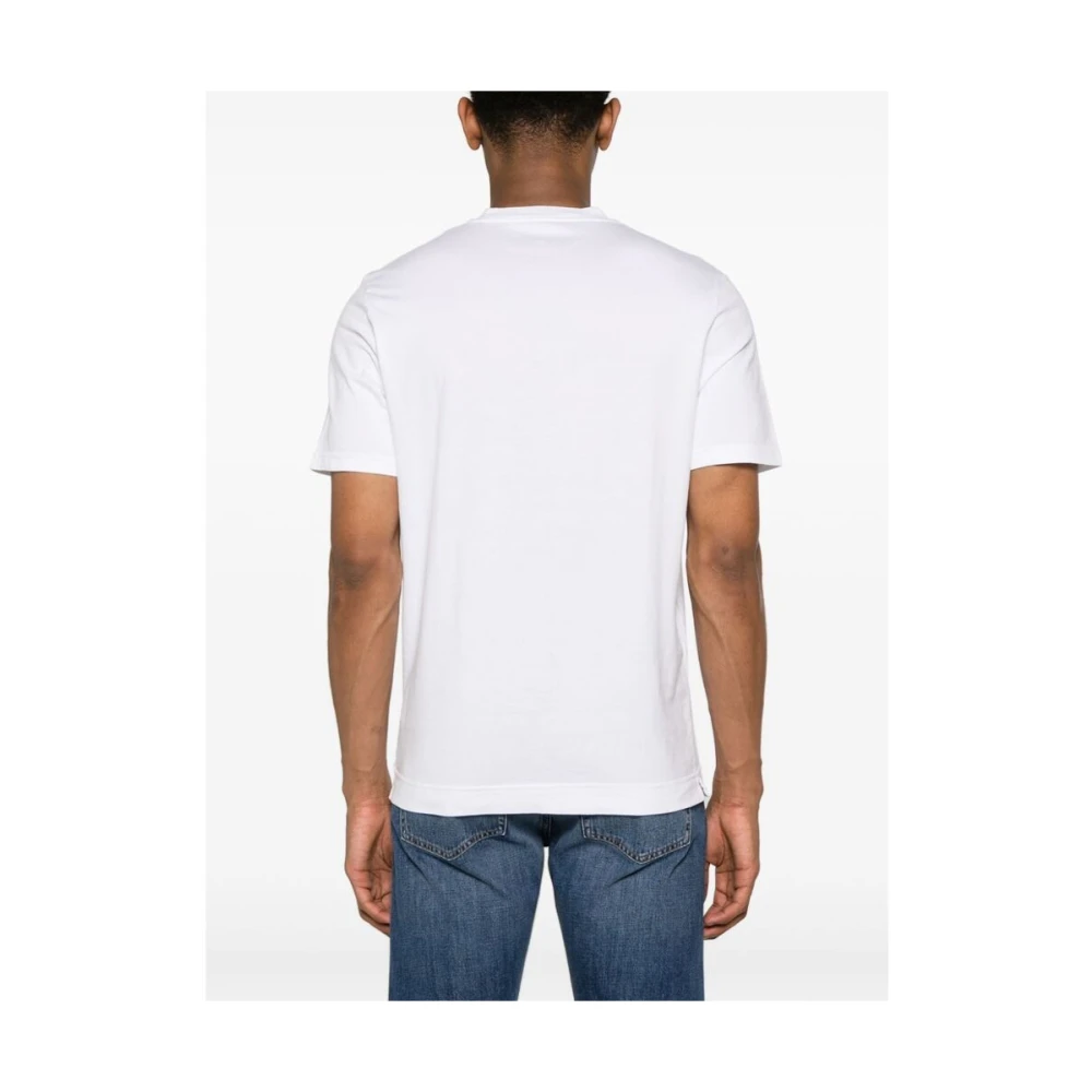 Fedeli Witte Katoenen Crew Neck T-shirt White Heren