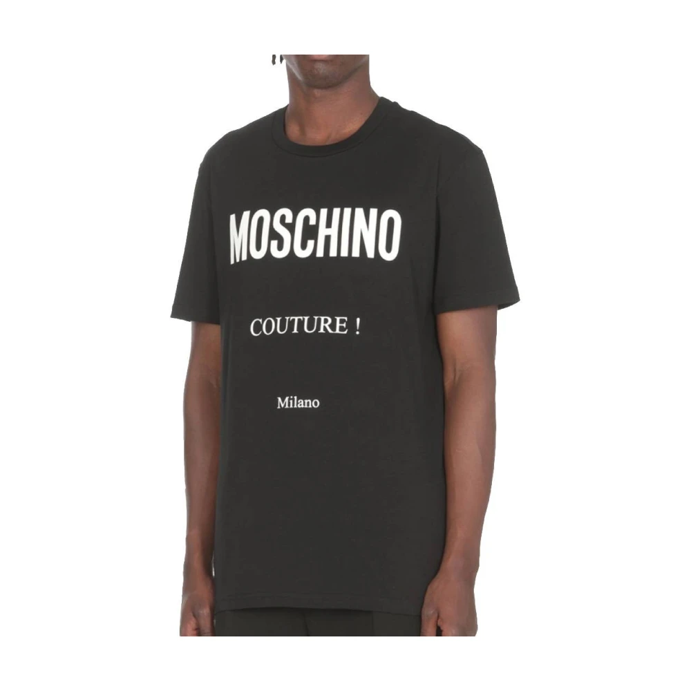 Moschino Logo Print Katoenen T-shirt Black Heren