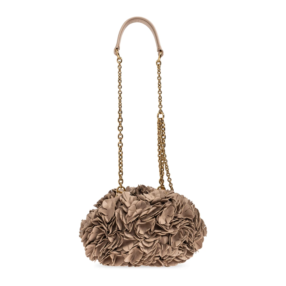 Chloé Beige Floral Appliqué Chain Bag - Frau Schultertaschen One Size - Immagine 3